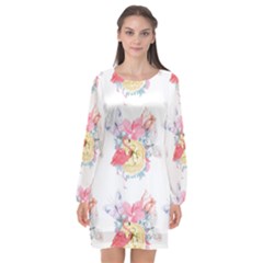 Flamingos Long Sleeve Chiffon Shift Dress  by Sparkle