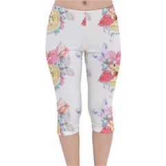 Flamingos Velvet Capri Leggings  by Sparkle