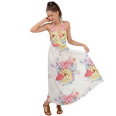 Flamingos Backless Maxi Beach Dress by Sparkle