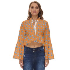 Floral Art Boho Long Bell Sleeve Top by Sparkle