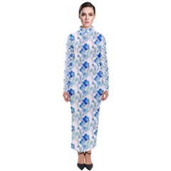 Flowers Pattern Turtleneck Maxi Dress by Sparkle