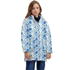 Flowers Pattern Kid s Hooded Longline Puffer Jacket by Sparkle