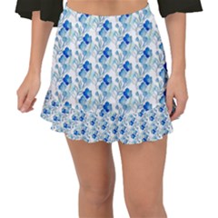 Flowers Pattern Fishtail Mini Chiffon Skirt by Sparkle