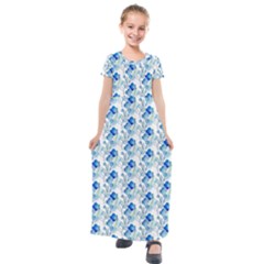 Flowers Pattern Kids  Short Sleeve Maxi Dress by Sparkle