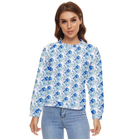 Flowers Pattern Women s Long Sleeve Raglan Tee by Sparkle