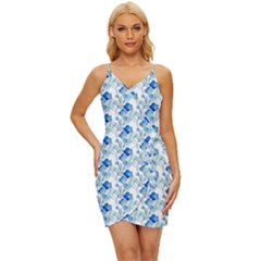 Flowers Pattern Wrap Tie Front Dress by Sparkle