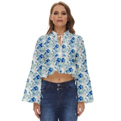 Flowers Pattern Boho Long Bell Sleeve Top by Sparkle