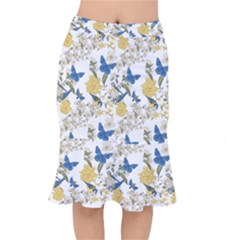 Birds Pattern Short Mermaid Skirt by Sparkle