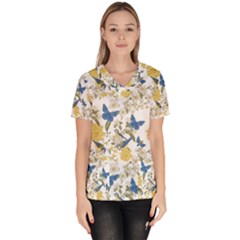 Birds Pattern Women s V-neck Scrub Top by Sparkle