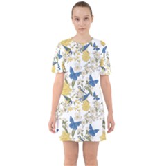 Birds Pattern Sixties Short Sleeve Mini Dress by Sparkle