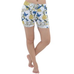 Birds Pattern Lightweight Velour Yoga Shorts by Sparkle