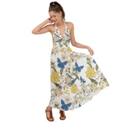 Birds Pattern Backless Maxi Beach Dress by Sparkle