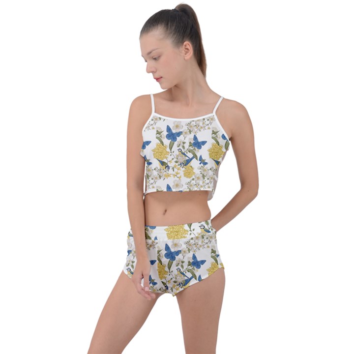 Birds Pattern Summer Cropped Co-Ord Set