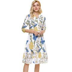 Birds Pattern Classy Knee Length Dress