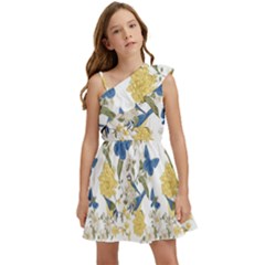 Birds Pattern Kids  One Shoulder Party Dress by Sparkle