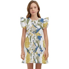 Birds Pattern Kids  Winged Sleeve Dress by Sparkle