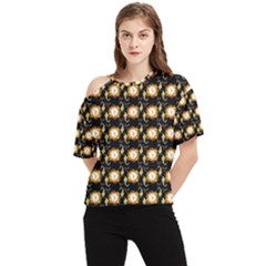 Flowers Pattern One Shoulder Cut Out Tee by Sparkle