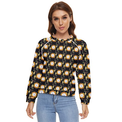 Flowers Pattern Women s Long Sleeve Raglan Tee by Sparkle