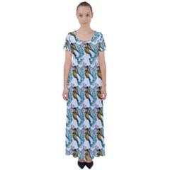 Birds High Waist Short Sleeve Maxi Dress by Sparkle