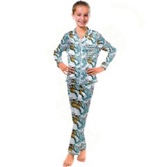 Birds Kid s Satin Long Sleeve Pajamas Set by Sparkle