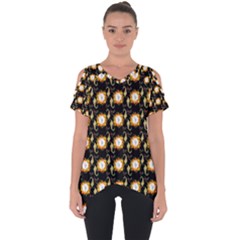 Flowers Pattern Cut Out Side Drop Tee by Sparkle