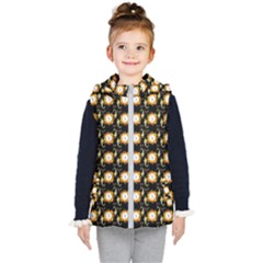 Flowers Pattern Kids  Hooded Puffer Vest