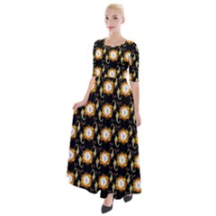 Flowers Pattern Half Sleeves Maxi Dress by Sparkle