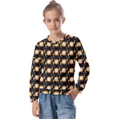 Flowers Pattern Kids  Long Sleeve Tee With Frill 