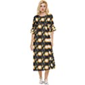 Flowers Pattern Double Cuff Midi Dress View1