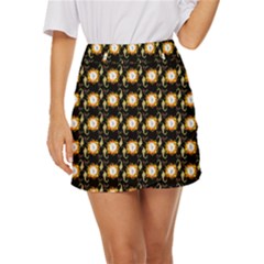 Flowers Pattern Mini Front Wrap Skirt