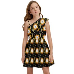 Flowers Pattern Kids  One Shoulder Party Dress