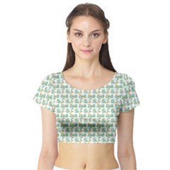 Flowers Pattern Short Sleeve Crop Top by Sparkle