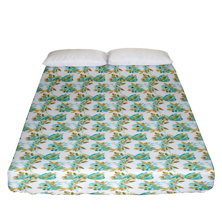 Flowers Pattern Fitted Sheet (King Size)