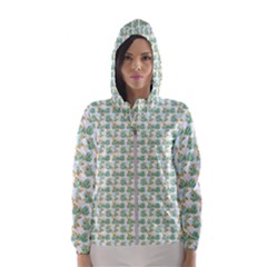 Flowers Pattern Women s Hooded Windbreaker by Sparkle