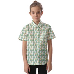 Flowers Pattern Kids  Short Sleeve Shirt