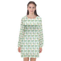 Flowers Pattern Long Sleeve Chiffon Shift Dress  by Sparkle