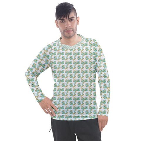 Flowers Pattern Men s Pique Long Sleeve Tee by Sparkle