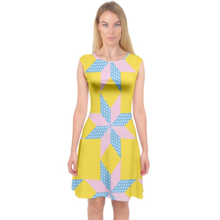 Geometry Capsleeve Midi Dress