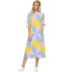 Geometry Bow Sleeve Chiffon Midi Dress by Sparkle