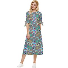 Digitalart Bow Sleeve Chiffon Midi Dress by Sparkle