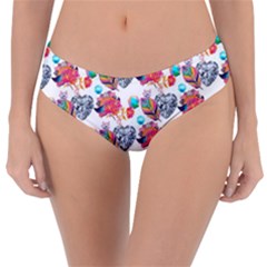 Flowers Diamonds Pattern Reversible Classic Bikini Bottoms by Sparkle