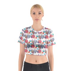 Flowers Diamonds Pattern Cotton Crop Top by Sparkle