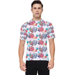 Flowers Diamonds Pattern Men s Short Sleeve Rash Guard by Sparkle