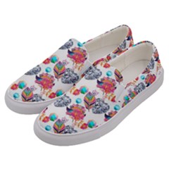 Flowers Diamonds Pattern Men s Canvas Slip Ons by Sparkle