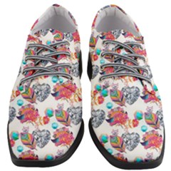 Flowers Diamonds Pattern Women Heeled Oxford Shoes by Sparkle