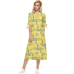 Digitalart Bow Sleeve Chiffon Midi Dress by Sparkle