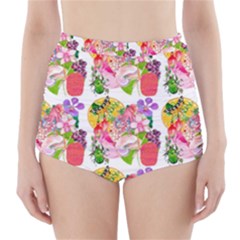 Bunch Of Flowers High-waisted Bikini Bottoms by Sparkle