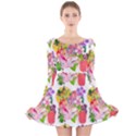 Bunch Of Flowers Long Sleeve Velvet Skater Dress View1