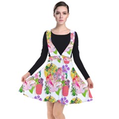 Bunch Of Flowers Plunge Pinafore Dress