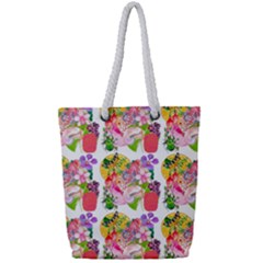 Bunch Of Flowers Full Print Rope Handle Tote (small) by Sparkle